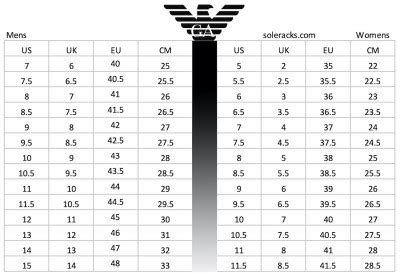 emporio armani shoes size chart